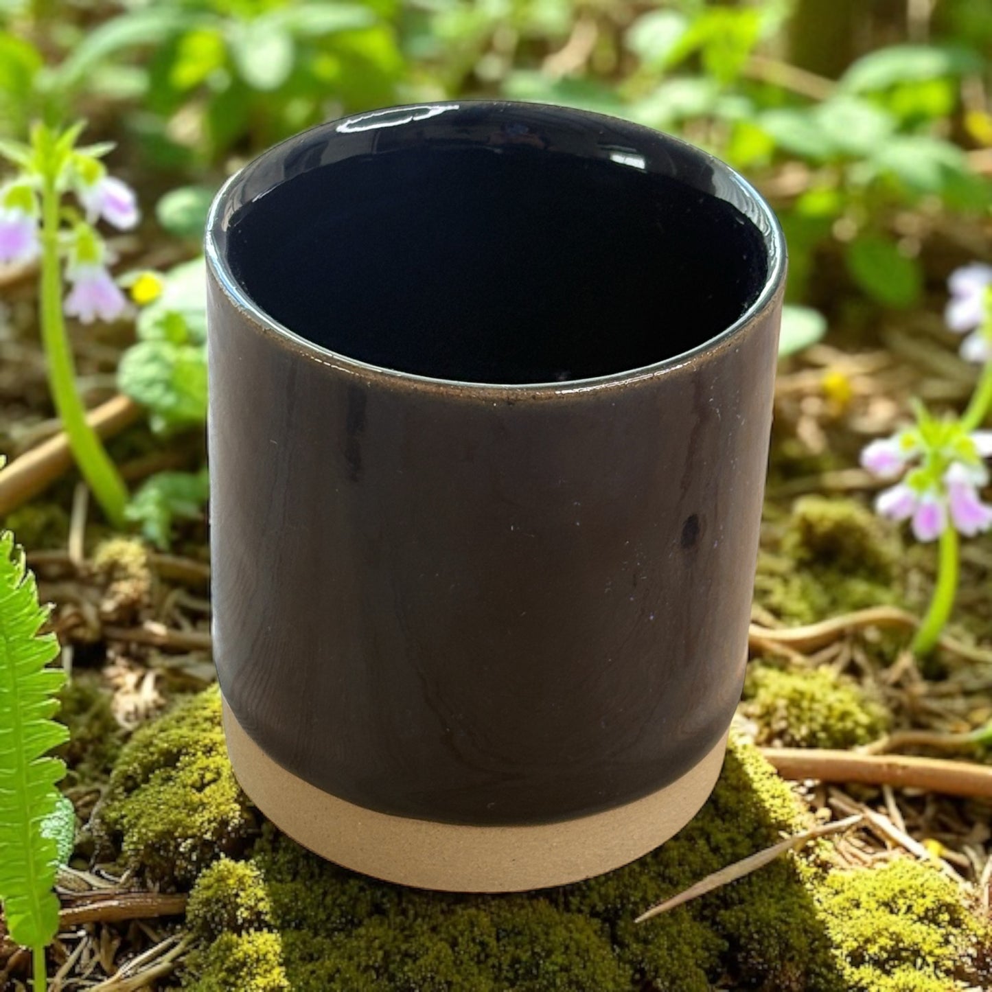 Dark Navy Stoneware Refillable Candle Pot