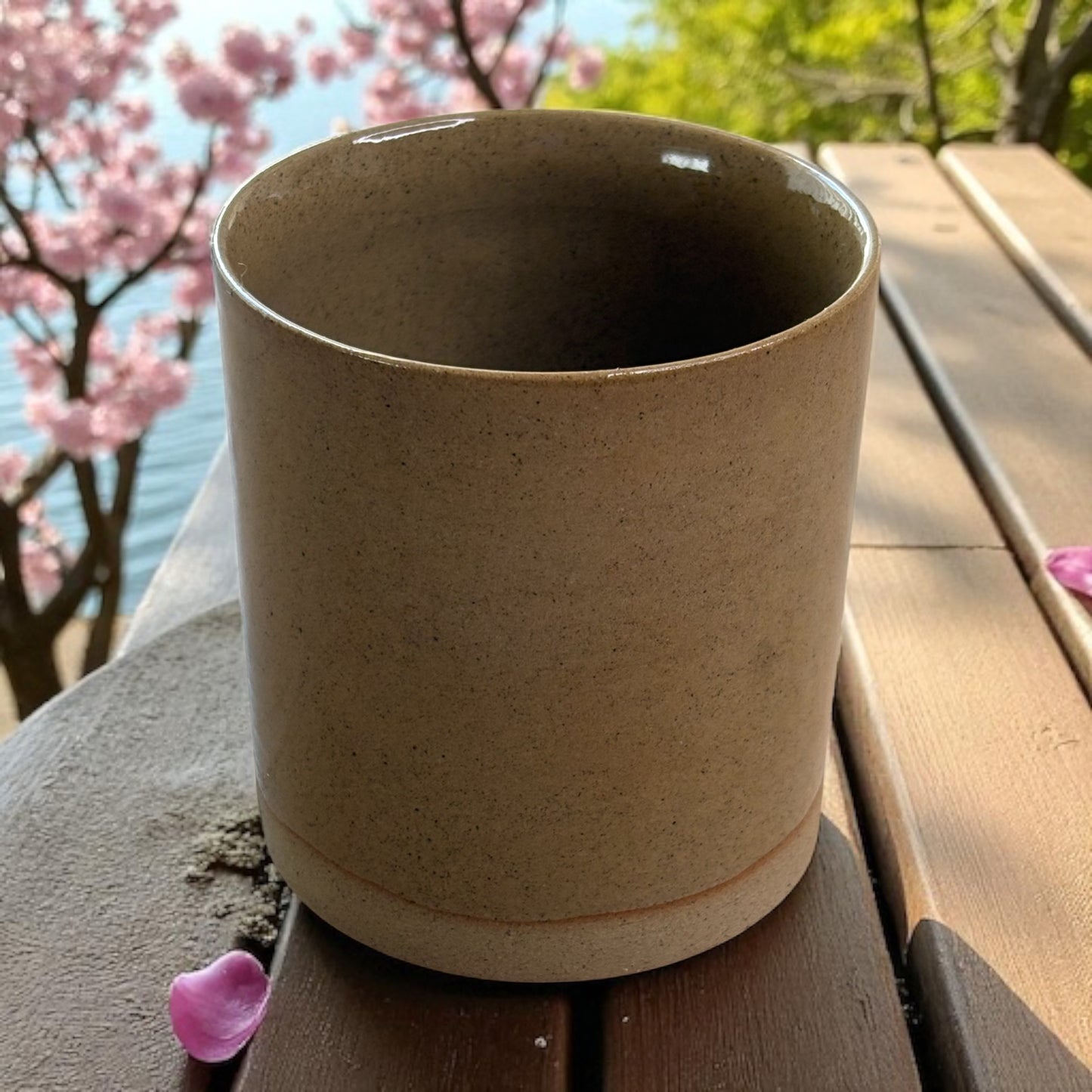 Natural Stoneware Refillable Candle Pot