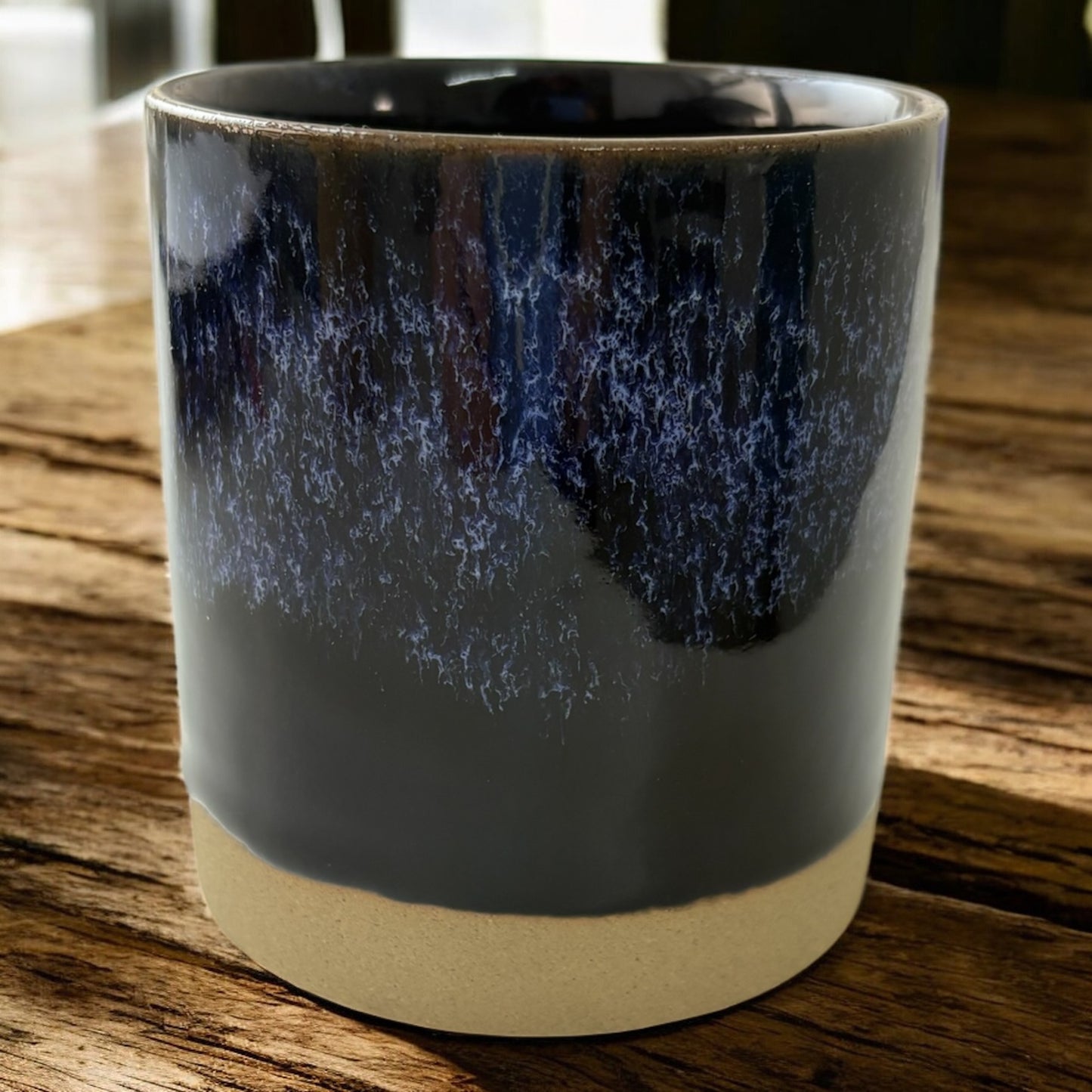 Navy Refillable Stoneware Candle Pot