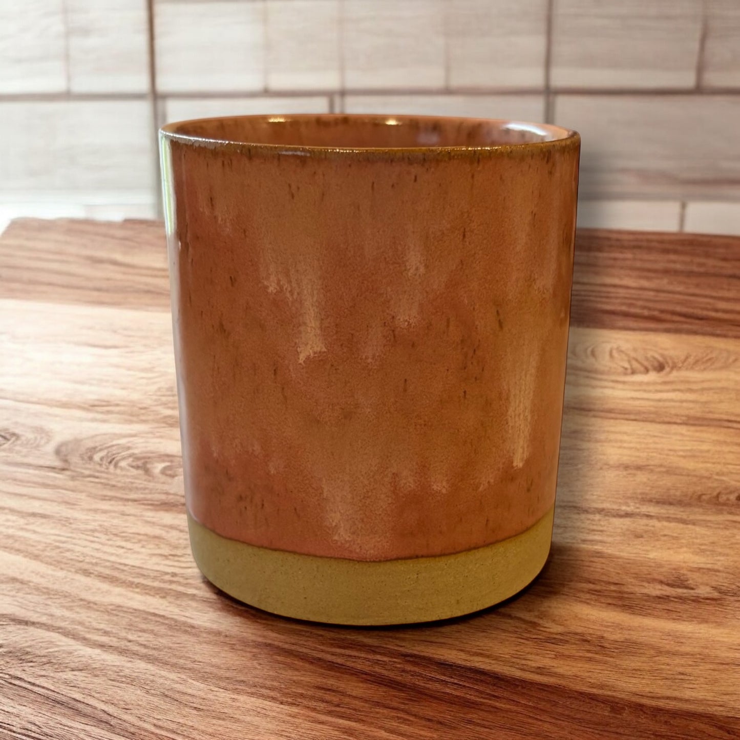 Pink Stoneware Refillable Candle Pot
