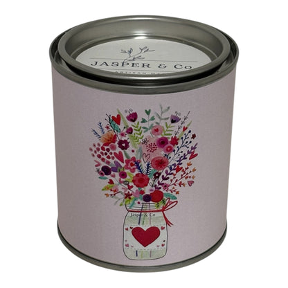Love in Bloom Floral Tin Candle – Hand-Poured Soy Wax Candle