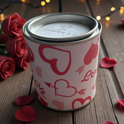 Heart Soy Wax Candle Tin – 220g Handmade Scented Candle
