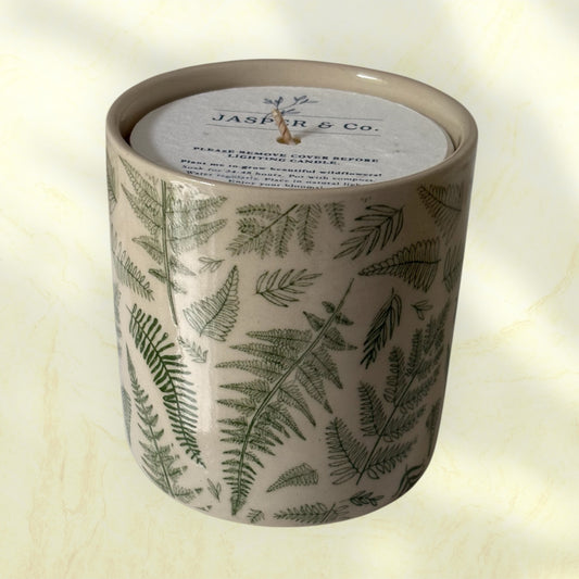 Green fir Stoneware Essential Oil Candle