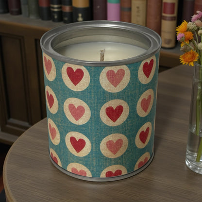 Heart Print Soy Wax Candle in Metal Tin | Hand-Poured, Vegan