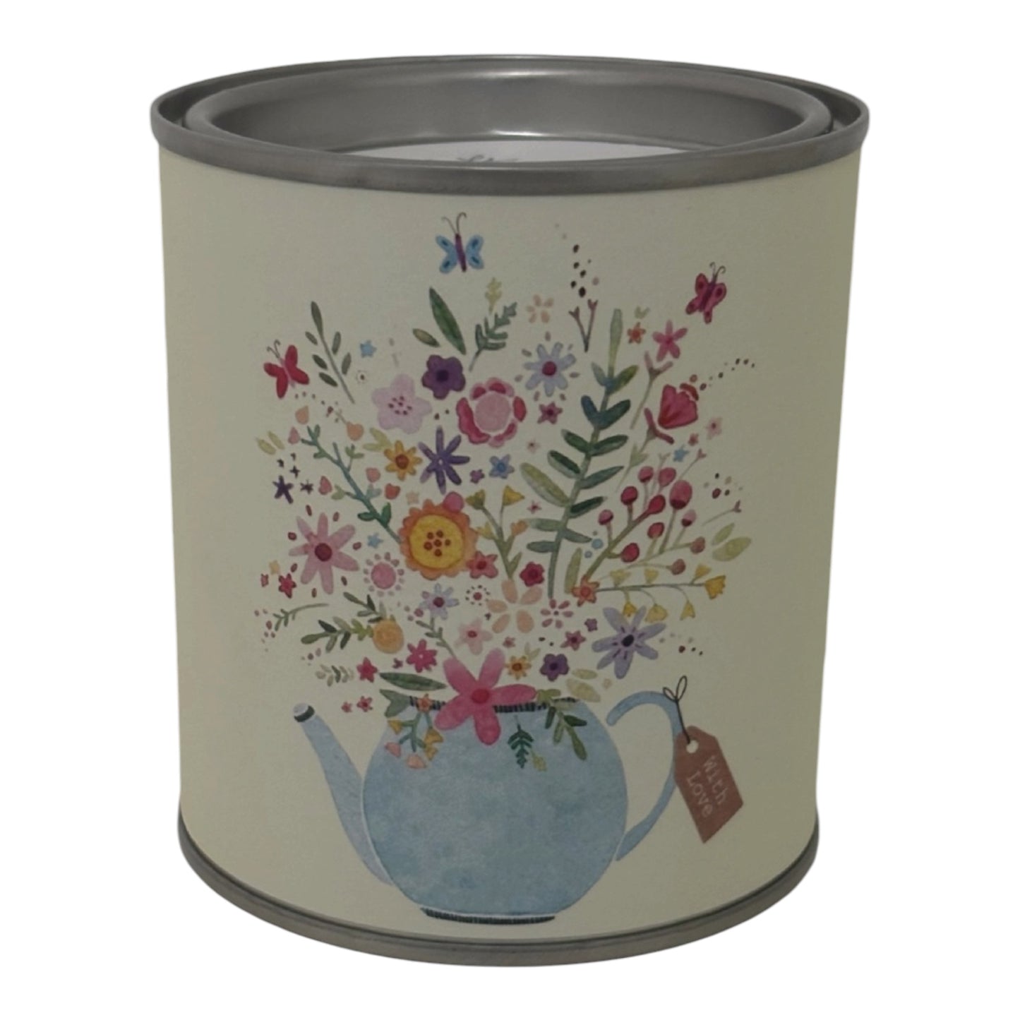 Floral Teapot Soy Wax Candle Tin – Botanical Garden Candle | Handmade Gift Candle