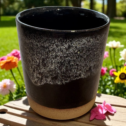 Black Stoneware Refillable Candle Pot
