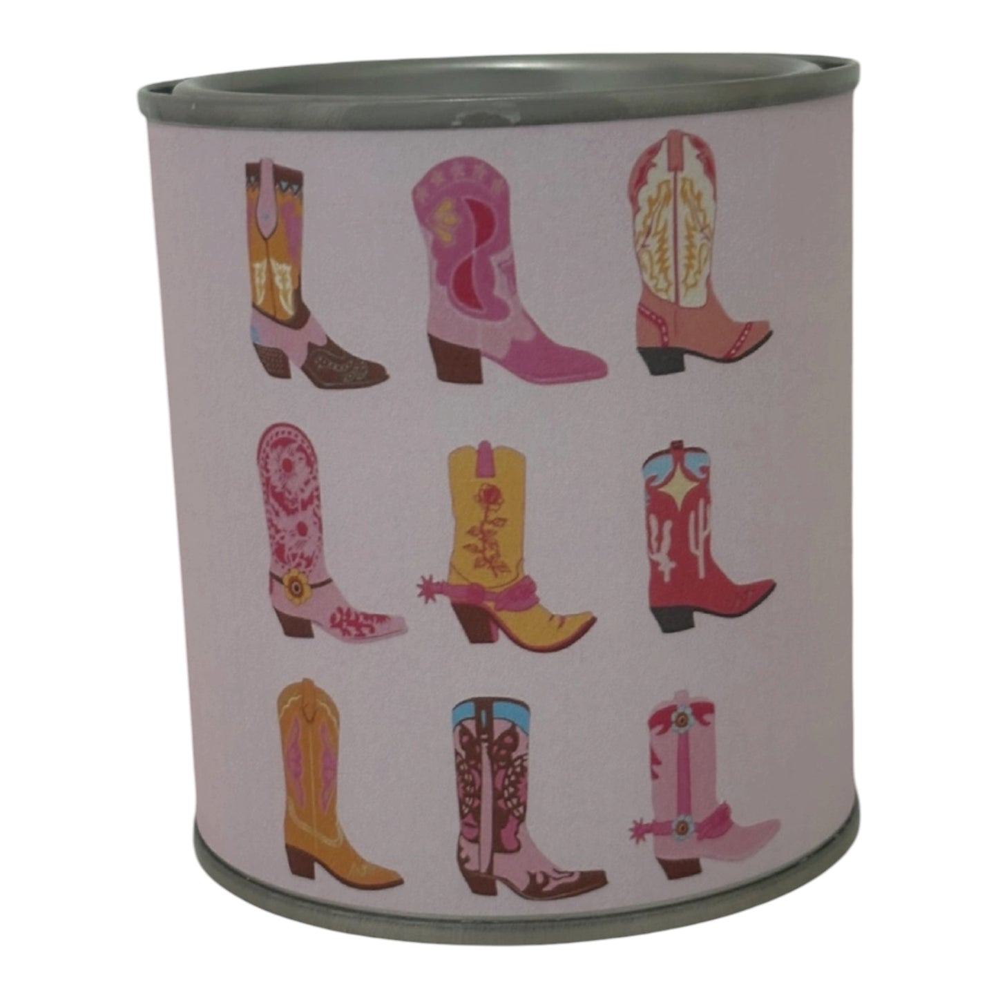 Cowgirl Boots Soy Wax Candle Tin – Western Style Gift Candle for Her
