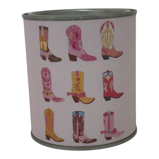Cowgirl Boots Soy Wax Candle Tin – Western Style Gift Candle for Her