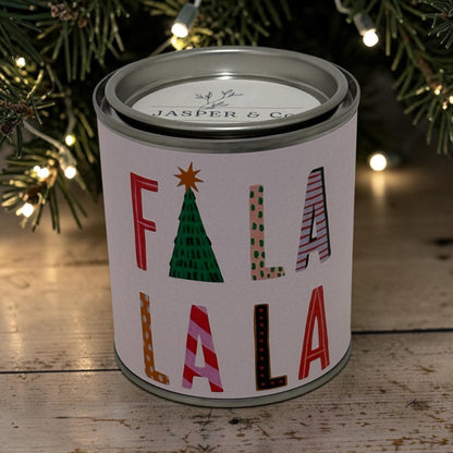 Fa La La Christmas Candle Tin | Festive Scented Soy Candle