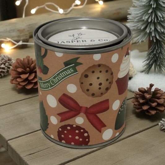 Christmas Cookies & Bows Candle Tin
