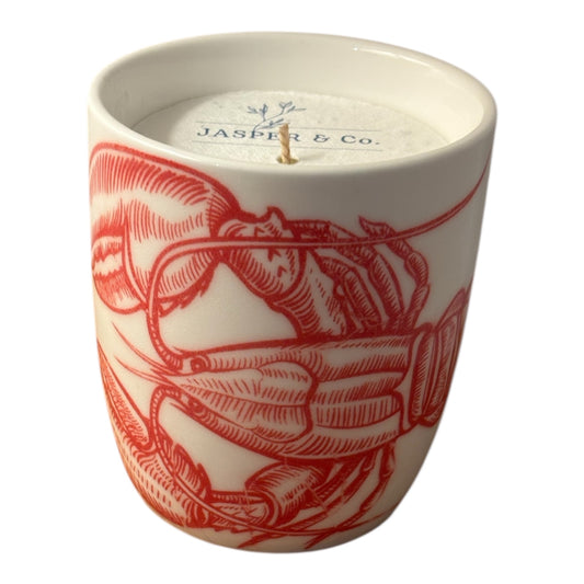 Red Lobster Hug Mug Candle – Coastal Ceramic Candle with Soy Wax
