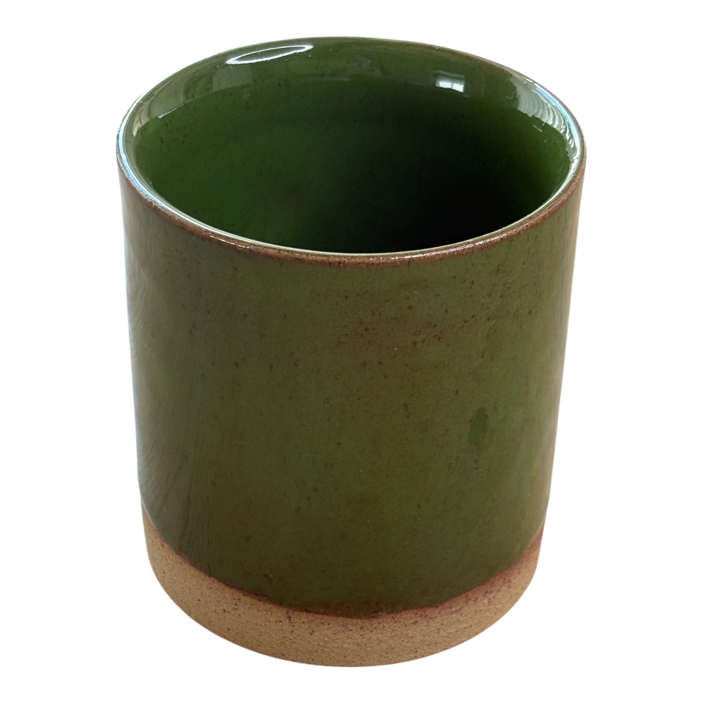 Green Stoneware refillable Candle Pot