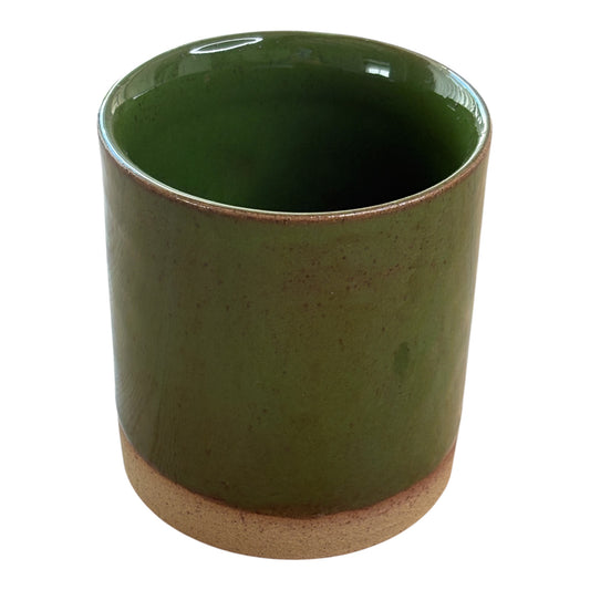 Green Stoneware refillable Candle Pot