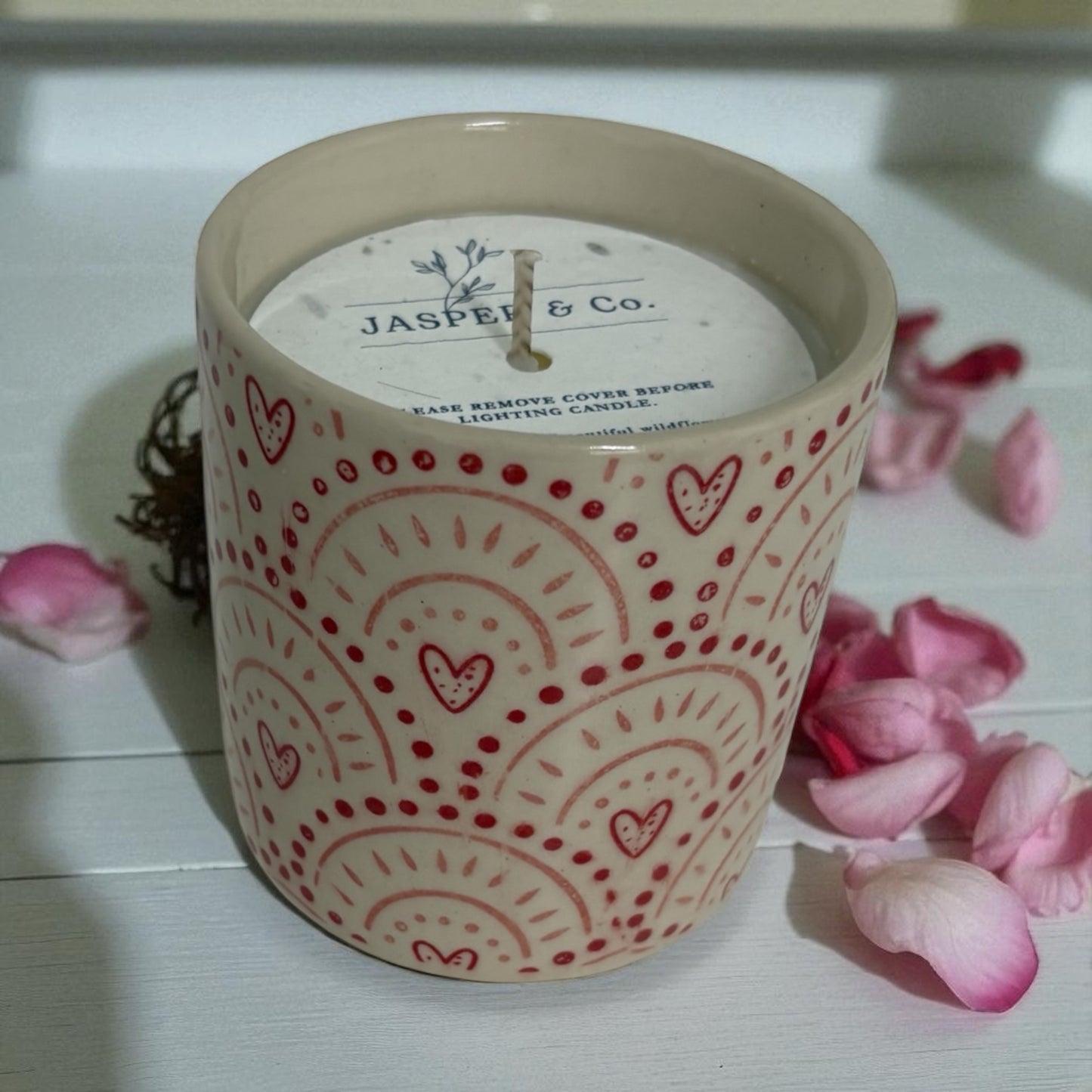 Hearts Stoneware Essential Oil Candle