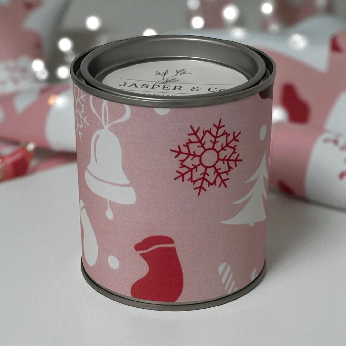 Pink Christmas Candle Tin