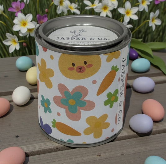 Spring Bunny Garden Candle Tin – Hand-Poured Soy Candle