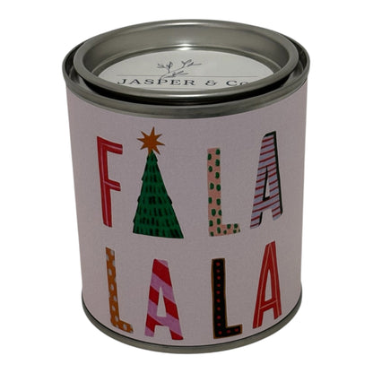 Fa La La Christmas Candle Tin | Festive Scented Soy Candle