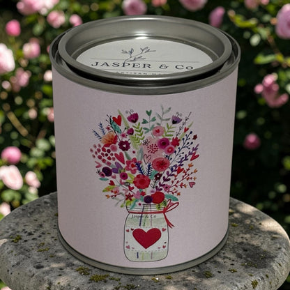 Love in Bloom Floral Tin Candle – Hand-Poured Soy Wax Candle