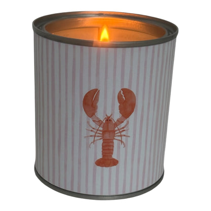 Coastal Lobster Candle Tin – Pink Stripe Luxury Scented Candle