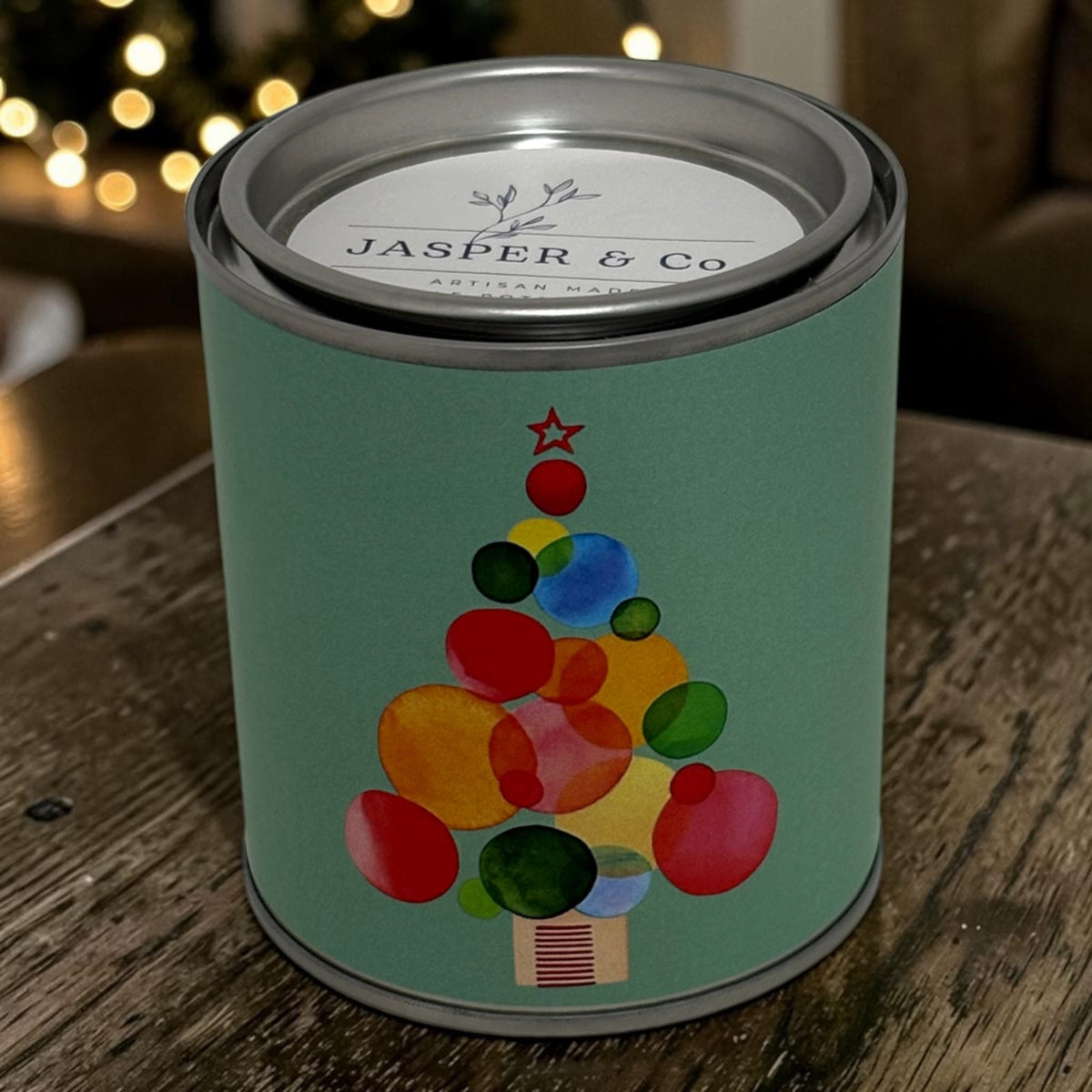 Festive Bauble Christmas Tree Soy Wax Candle Tin