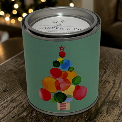 Festive Bauble Christmas Tree Soy Wax Candle Tin