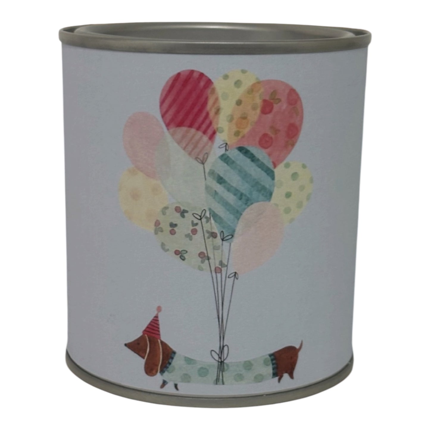 Birthday Balloon Sausage Dog Candle Tin – Cute Gift Candle