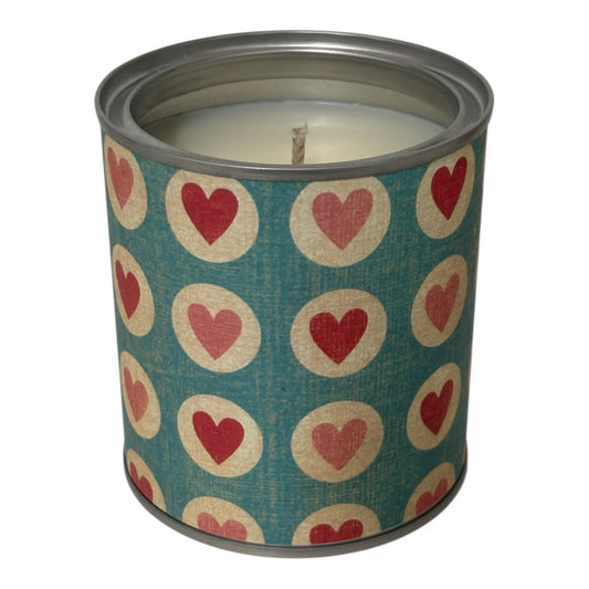 Heart Print Soy Wax Candle in Metal Tin | Hand-Poured, Vegan
