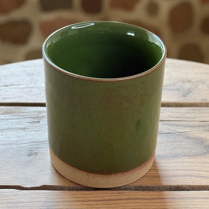 Green Stoneware refillable Candle Pot