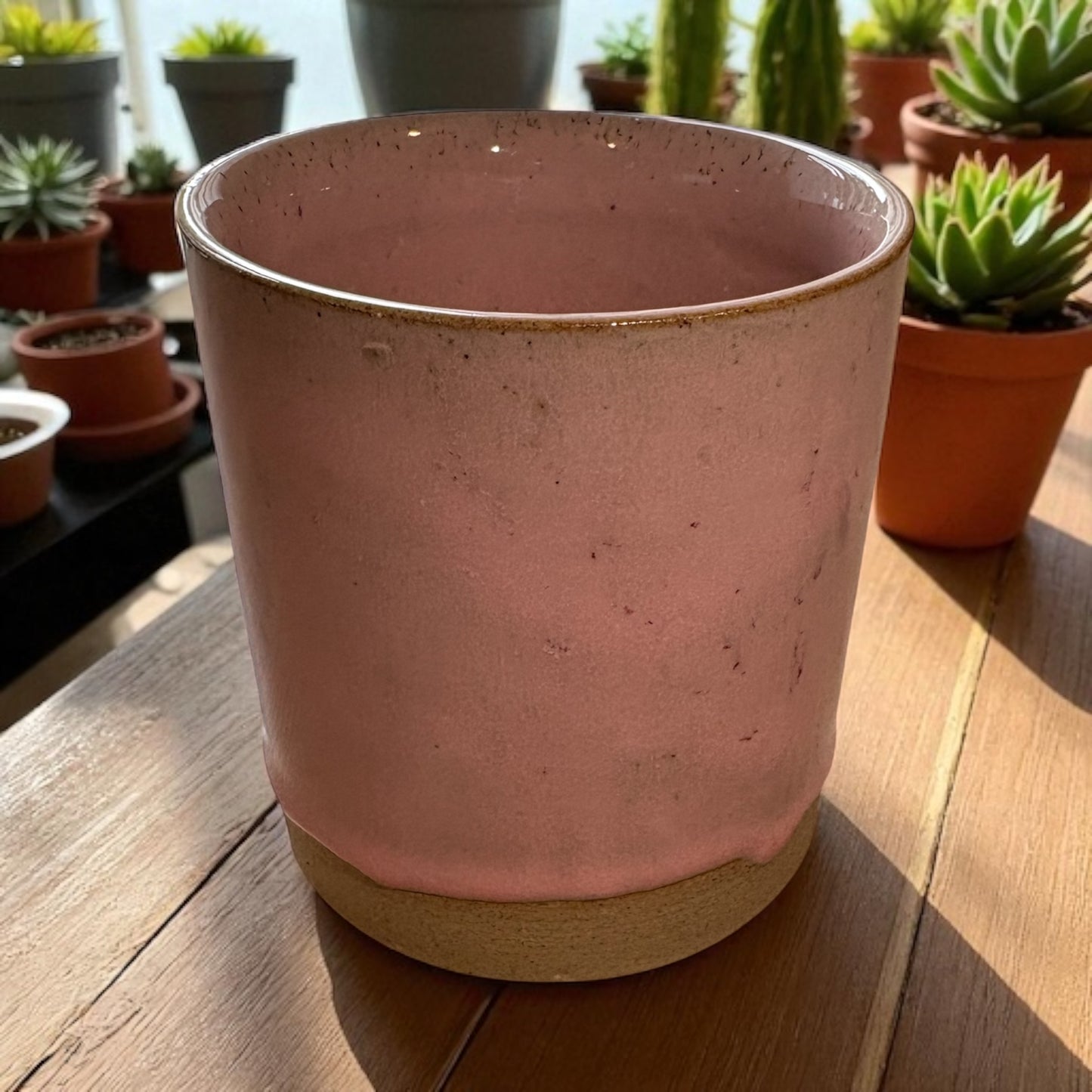 Baby Pink Stoneware Refillable Candle Pot