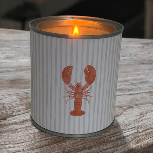 Coastal Lobster Candle Tin – Pink Stripe Luxury Scented Candle