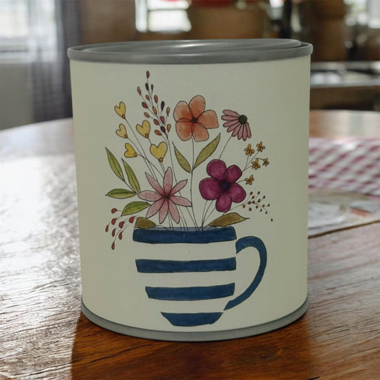 Wildflower Mug Candle Tin – Floral Gift Candle – Soy Wax Candle for Home & Gifts