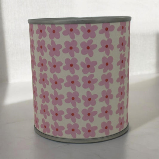Pink Daisy Soy Wax Candle Tin – Floral Gift Candle | Cute Handmade Candle