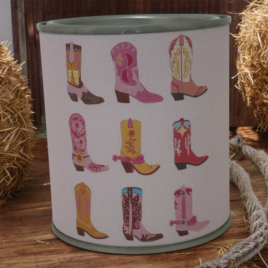 Cowgirl Boots Soy Wax Candle Tin – Western Style Gift Candle for Her