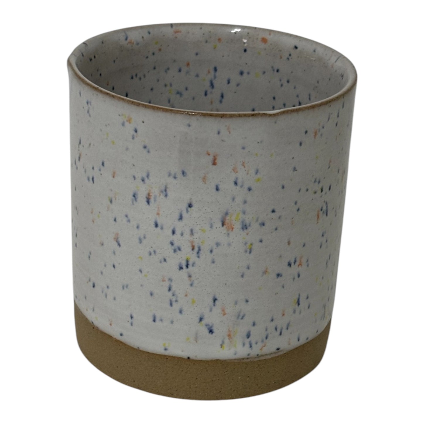 White Speckled Stoneware Refillable Candle Pot