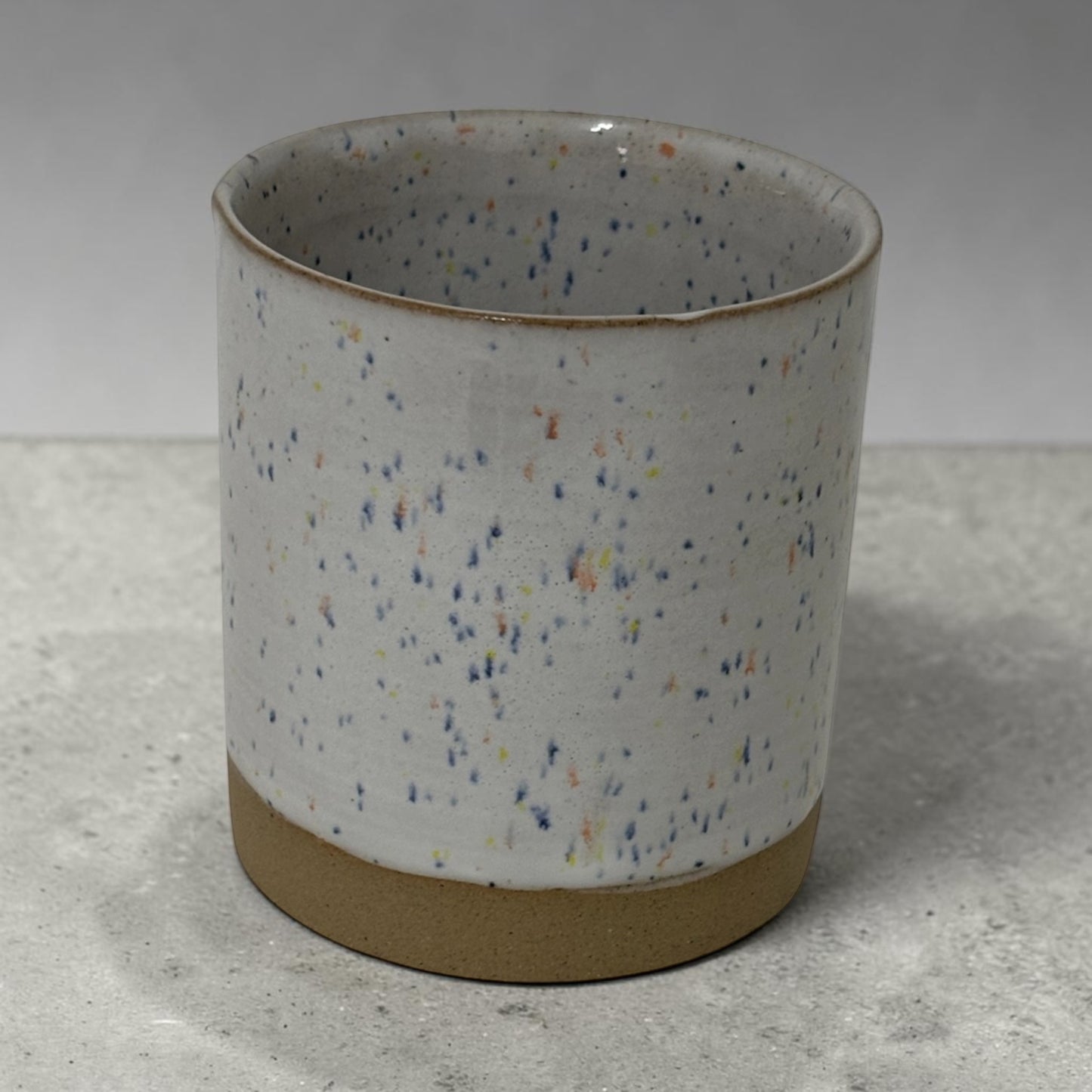 White Speckled Stoneware Refillable Candle Pot