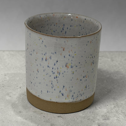 White Speckled Stoneware Refillable Candle Pot