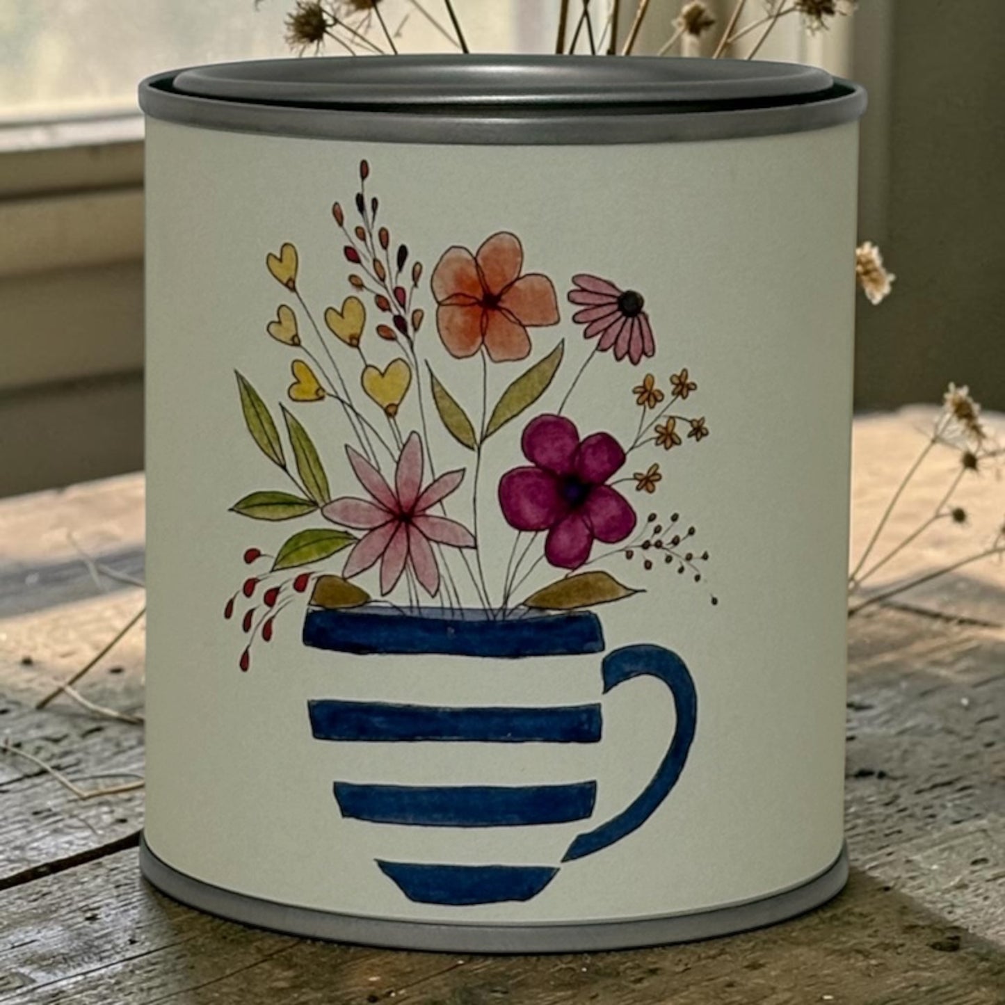 Flowers in a Mug Soy Candle Tin