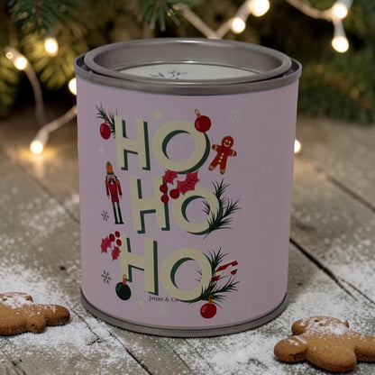 Pink Ho Ho Ho Christmas Candle Tin – Festive Soy Wax Candle