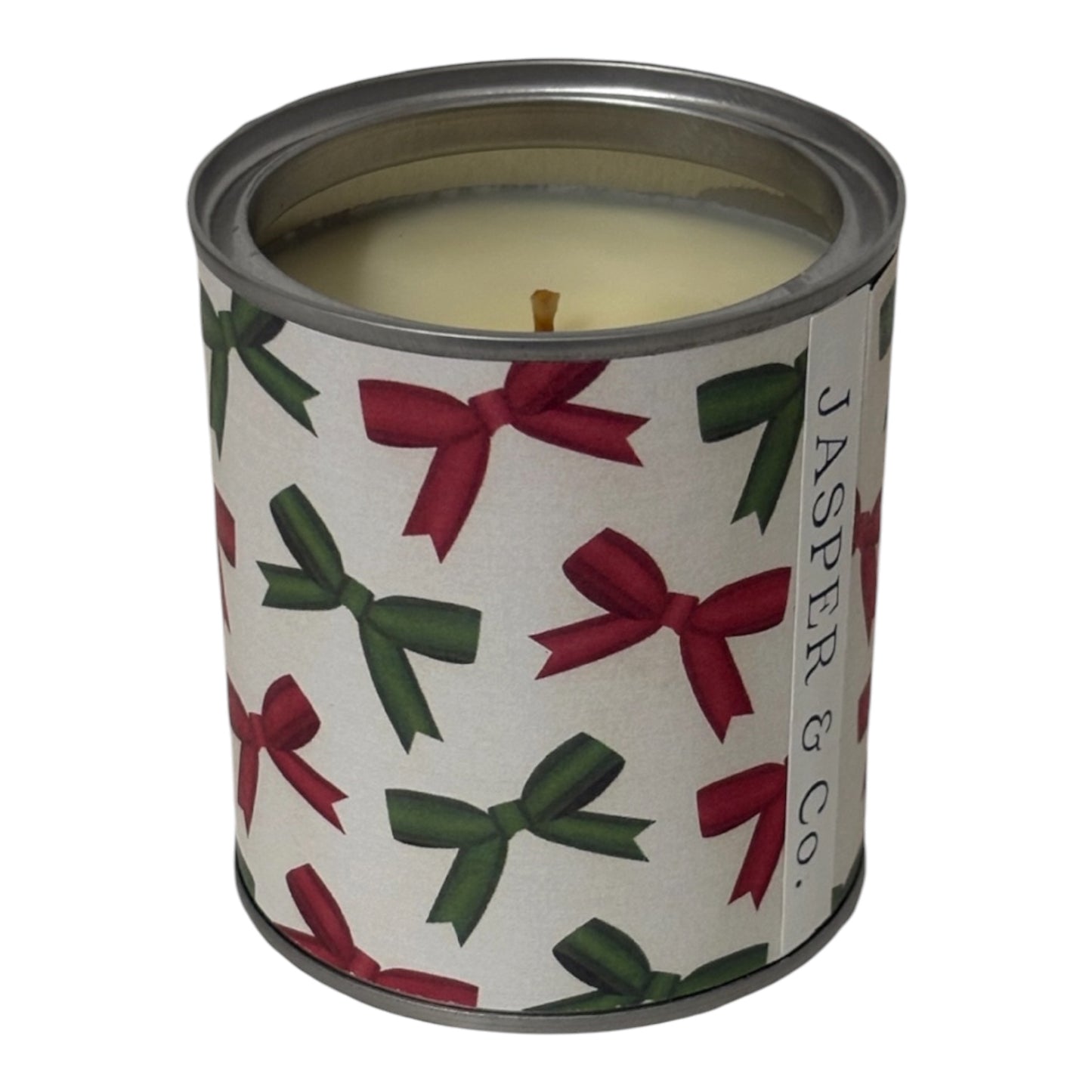 Christmas Bows Candle Tin