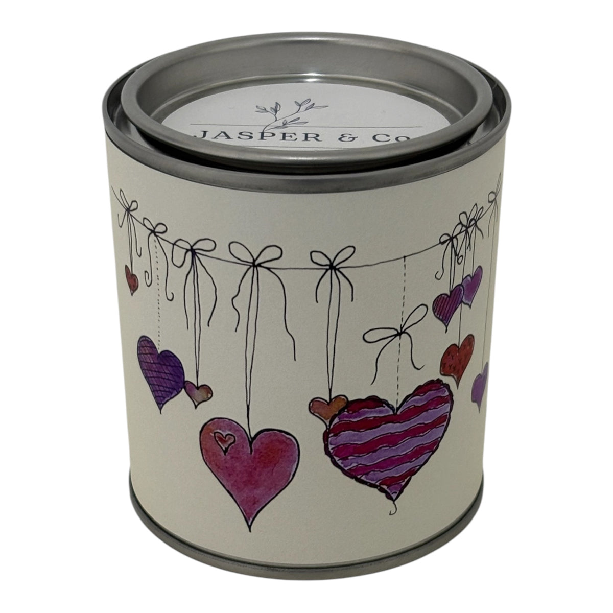 Hanging Hearts Soy Wax Candle Tin – A Little Gift of Love