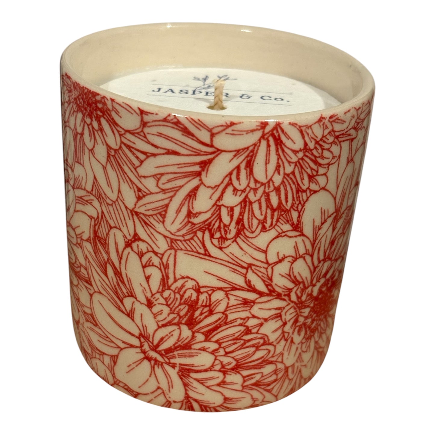 Red Chrysanthemum Essential Oil Stoneware Candle