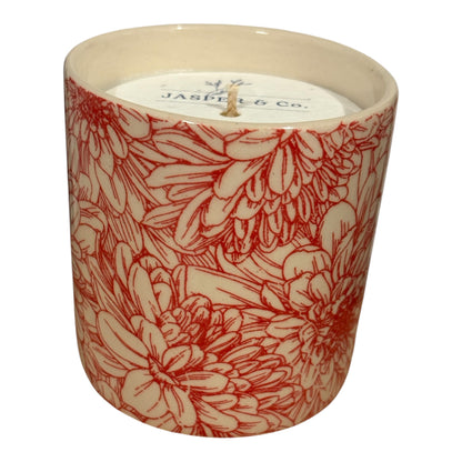 Red Chrysanthemum Essential Oil Stoneware Candle