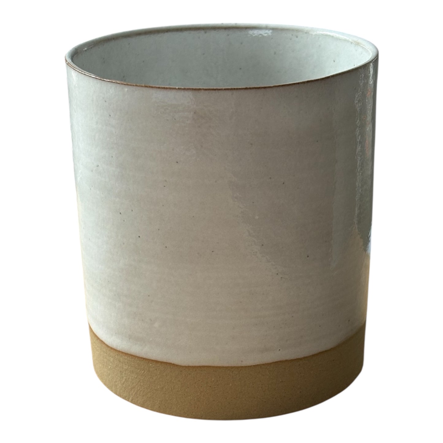 Refillable White Stoneware Candle Pot