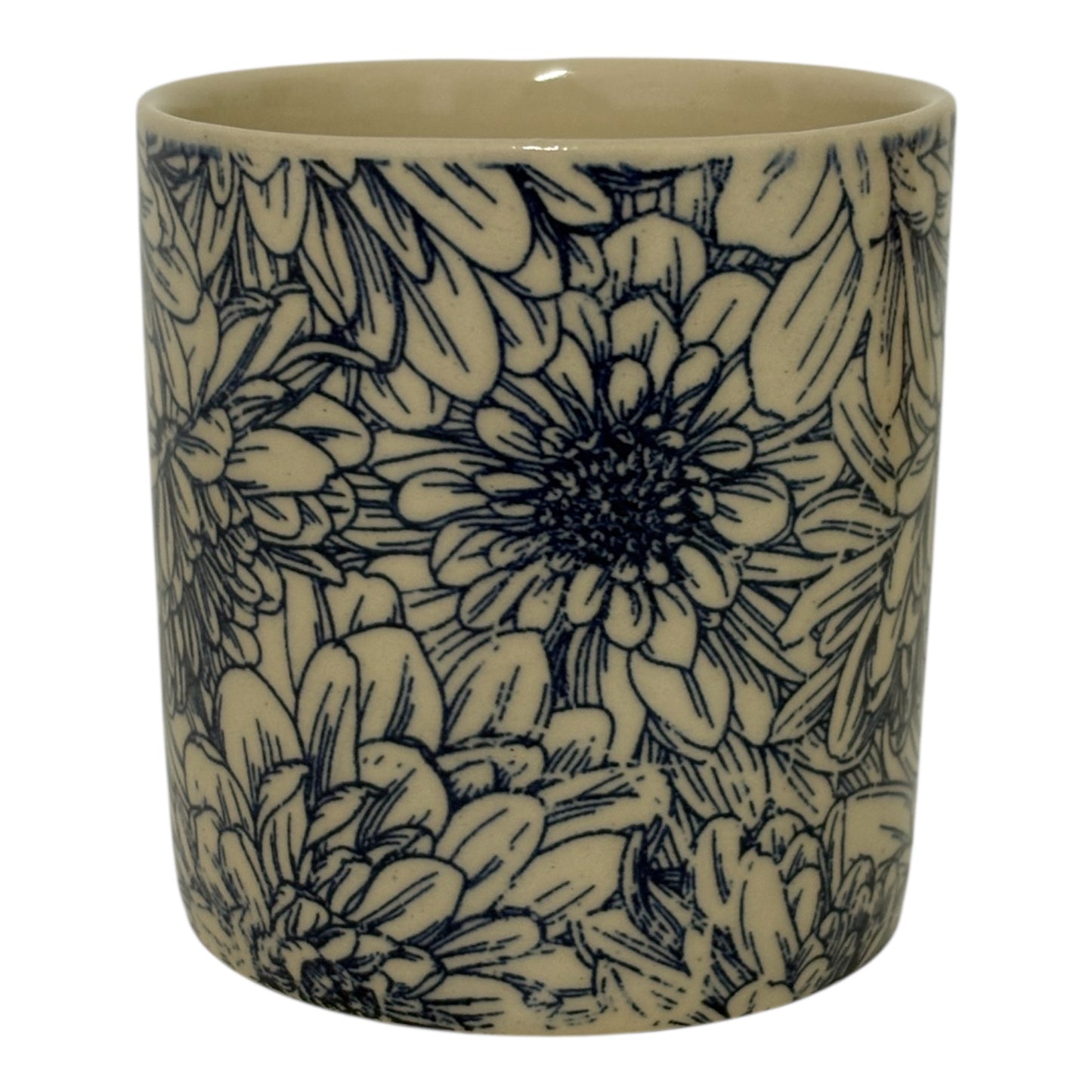 Blue Chrysanthemum Stoneware Candle Pot