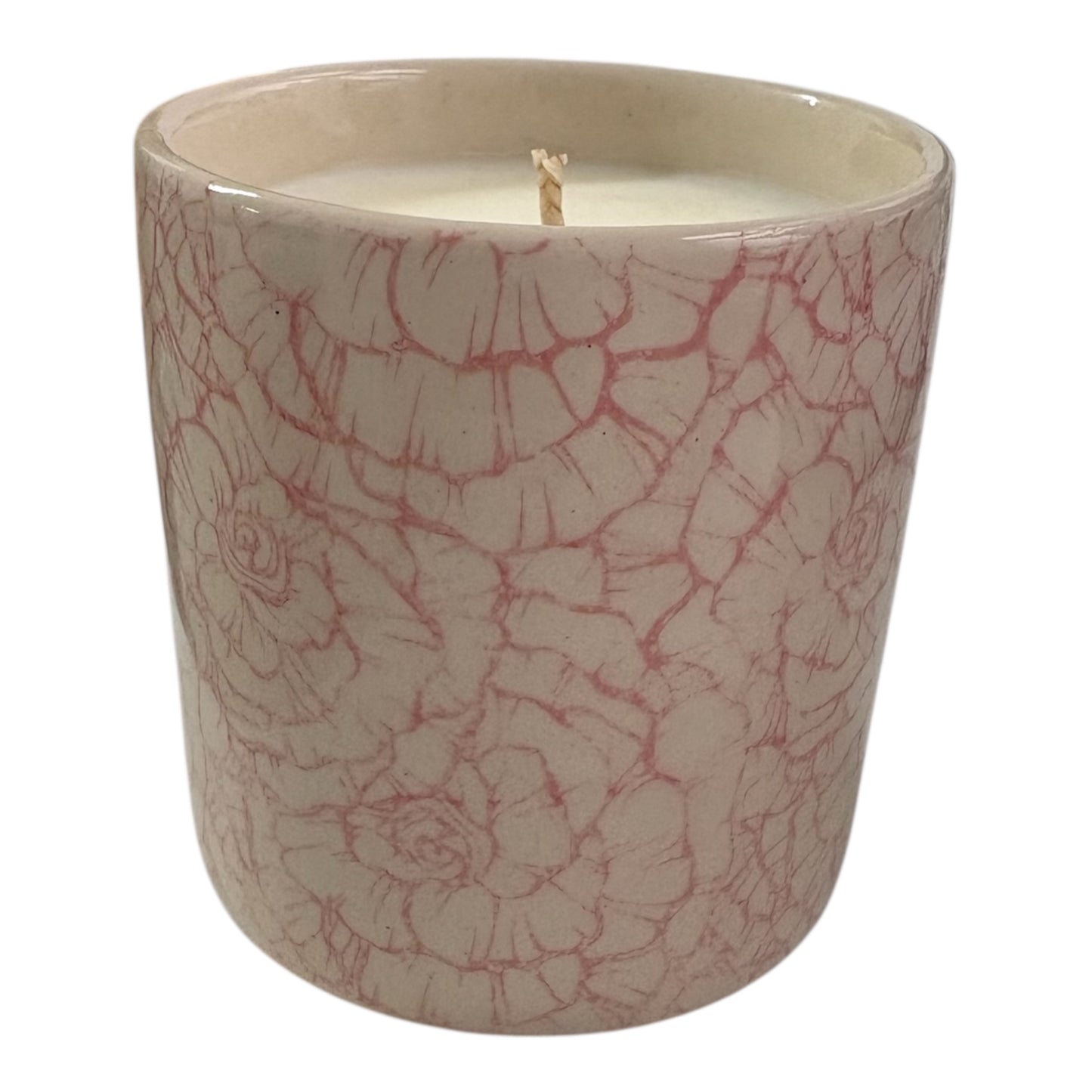 Pink Rose Stoneware Candle Pot