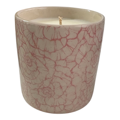 Pink Rose Stoneware Candle Pot