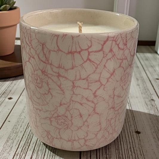 Pink Rose Stoneware Candle Pot