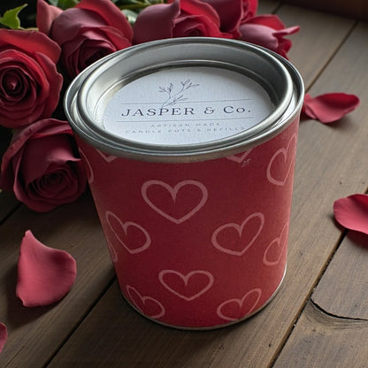 Romantic Heart Soy Wax Candle Tin – Hand Poured