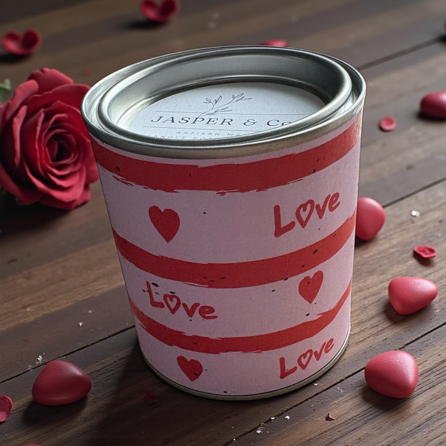 Love Heart Soy Wax Candle Tin – Handmade Gift