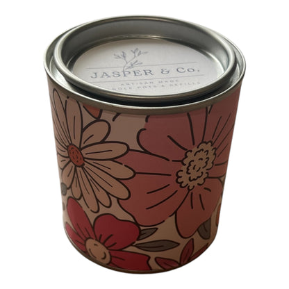 Large Flower Candle Tin